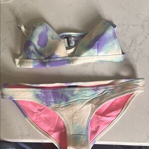 Triangl Swimwear Purple and Green Bikini Set
